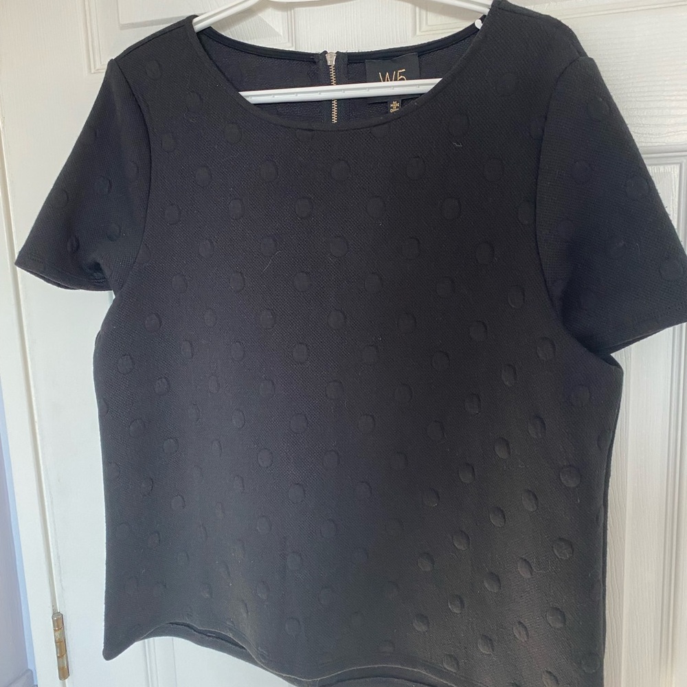 W5 Black Textured Women's Top